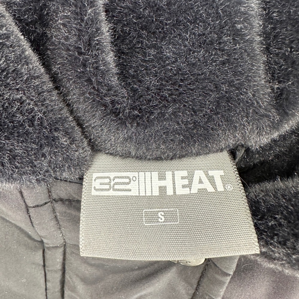 32 Degrees Heat Women's Black Chevron Quilted Puffer Jacket Plush Lined Hood S - Picture 5 of 9
